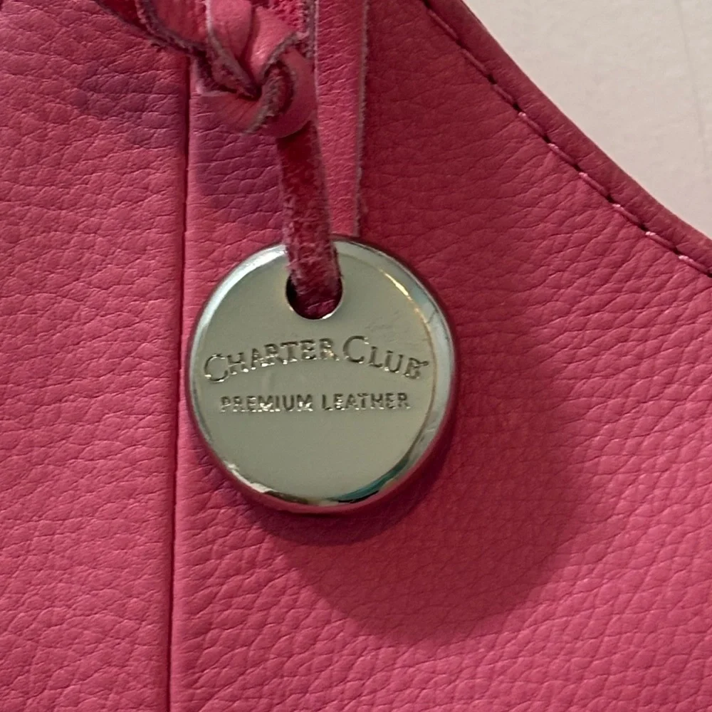 Charter Club Baby Pink Pebbled Leather Vintage Shoulder Bag Y2K Barbiecore